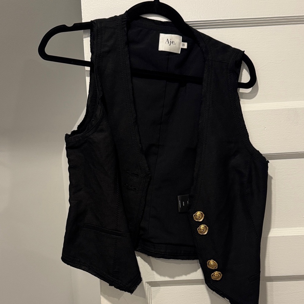 Aje Black Vest with Gold Accents